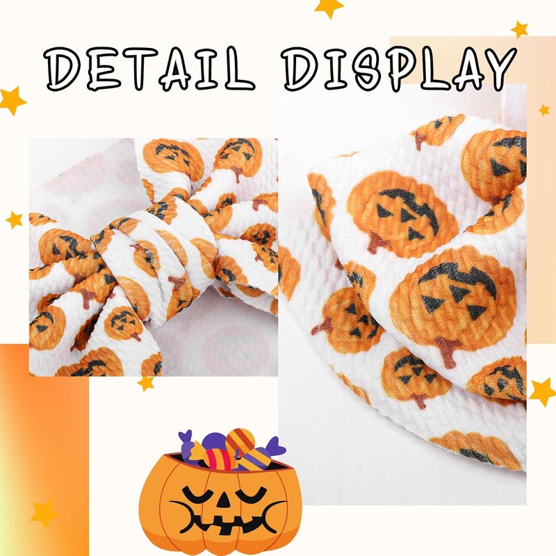 ONENINEDREAM 7’’ Pumpkin Bows for Baby Girls Halloween Girl Headbands Baby Bow Girl Outfits Pumpkins Hair Accessories for Newborn Infant Toddler Clothes - Image 5